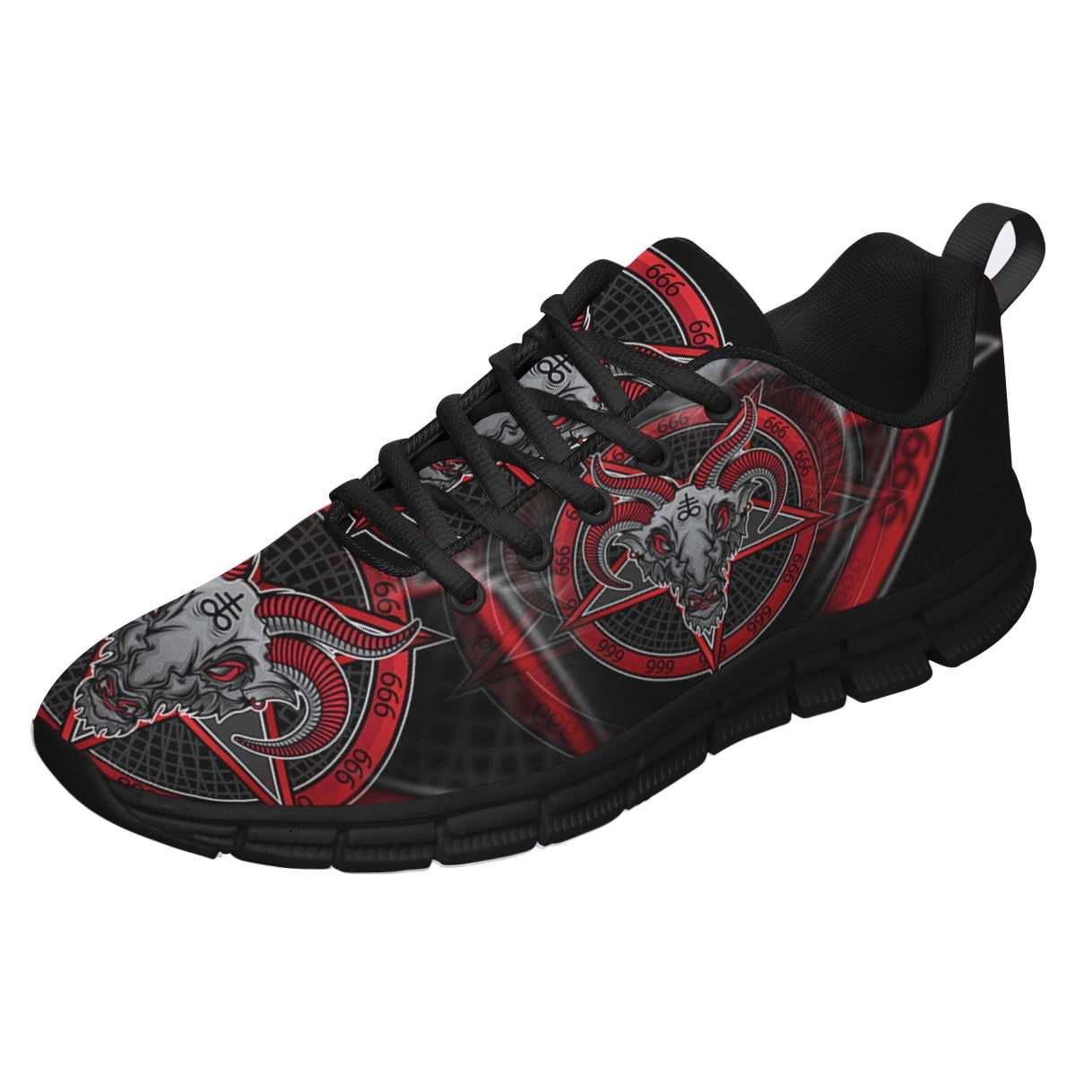 Baphomet Demon Shoes for Men Women Running Sneakers Breathable Casual Sport Tennis Shoes Black Size 3.5