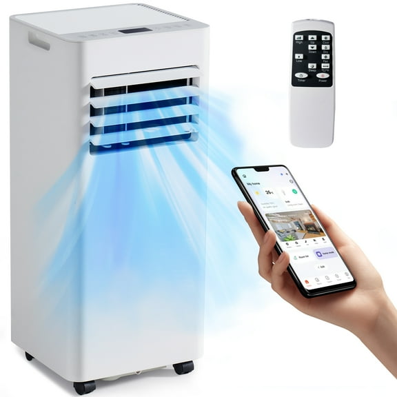 Bapipro 10,000 BTU Smart Portable AC - WiFi/Remote, 4-in-1 for 300 Sq.Ft, 24H Timer, Window Kit, ≤55dB, ETL Certified
