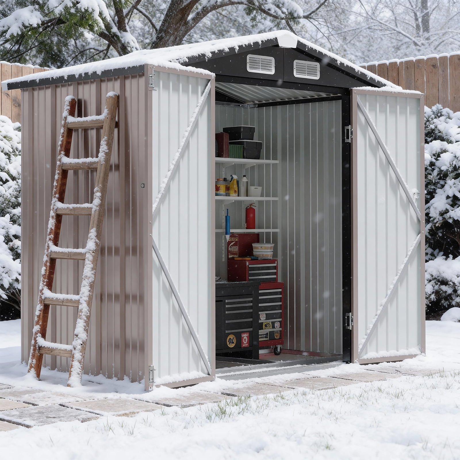 METEO セット BaPiPro 6'x4' Storage Shed, Outdoor Metal Shed Garden Tool Shed
