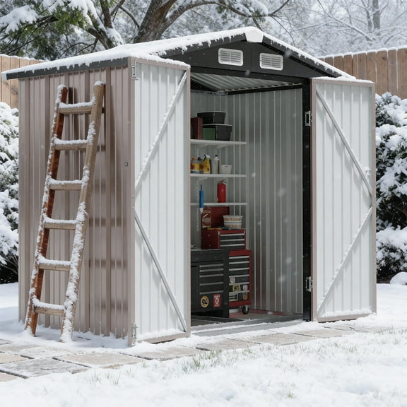 BaPiPro 6'x4' Storage Shed with Base Frame, Outdoor Metal Shed Garden Tool Shed with Lockable Doors, Vents, Upgraded Frame Structure