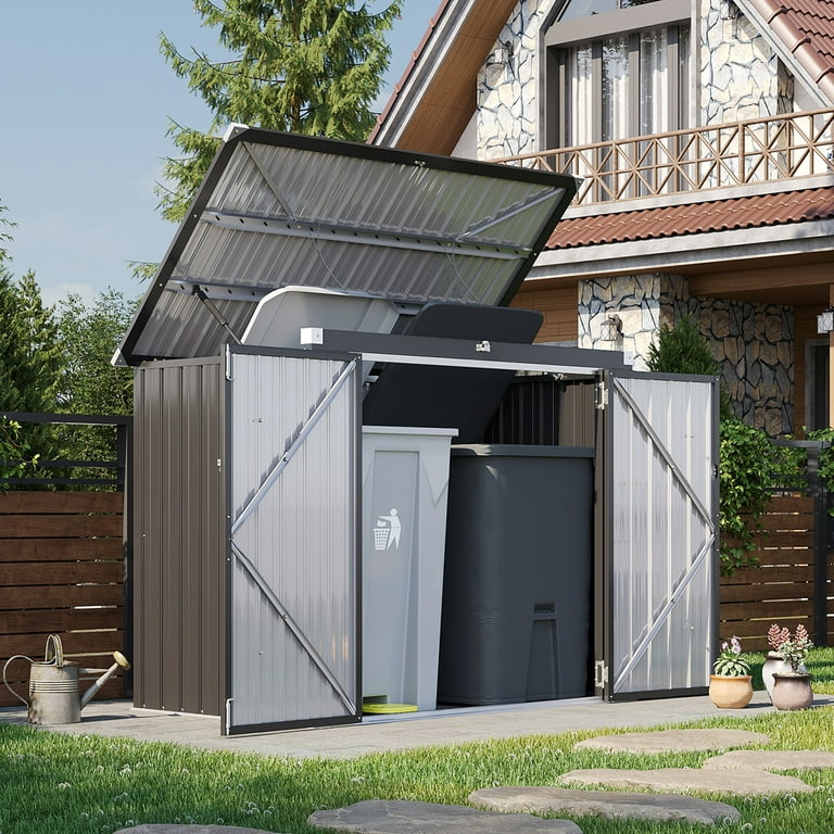 Bapipro 3'x5' Outdoor Storage Shed, 80 Cu ft Metal Garbage Can