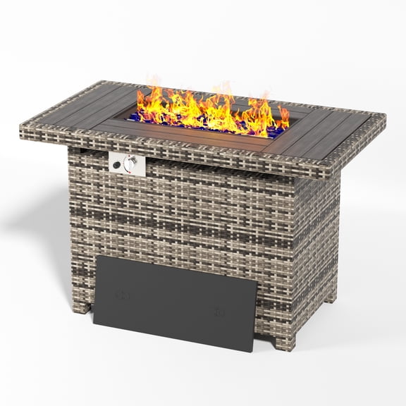 Bapipro 40" Outdoor Gas Fire Pit Table with Storage, Propane Fire Pit Table with Removable Lid & Waterproof Cover, for Outside Patio, Gray