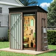 thumbnail image 1 of Bapipro 5' x 3' ft Outdoor Storage Shed with Base Frame, Garden Shed with Lockable Door，Metal（Brown）, 1 of 8