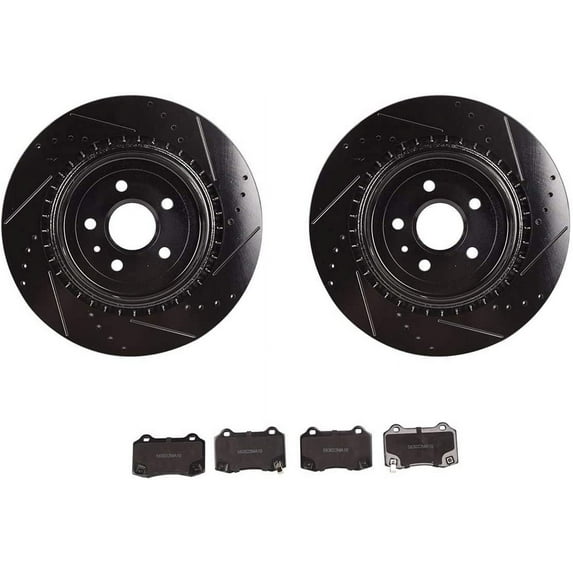 Bapmic 365mm 55163 Rear Drill Slot Brake Rotors + Ceramic Pads Compatible with 2010-2015 Chevrolet Camaro 2009-2015 Cadillac CTS