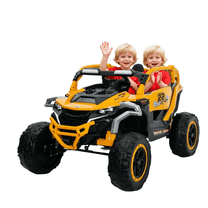 Baprem 12V Kids Ride on Car for Boys Girls Age 3-6 Years, 2 Seater UTV with Remote Control, Lights & Music, Up to 3 MPH, Fun Electric Car Toys Gifts for Birthday Christmas, Yellow