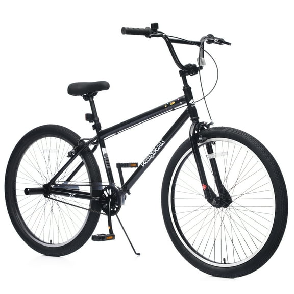 Baprem 26" Freestyle Bike with 2 Pegs, Comfort Steel Frame BMX Mountain Bike, Single Speed City Bike Bicycle with Dual Brake, Black