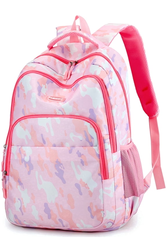 School Backpack School Bags for Girls, Printed Kids Backpack Lightweight Bookbag for Teens Children, Pink