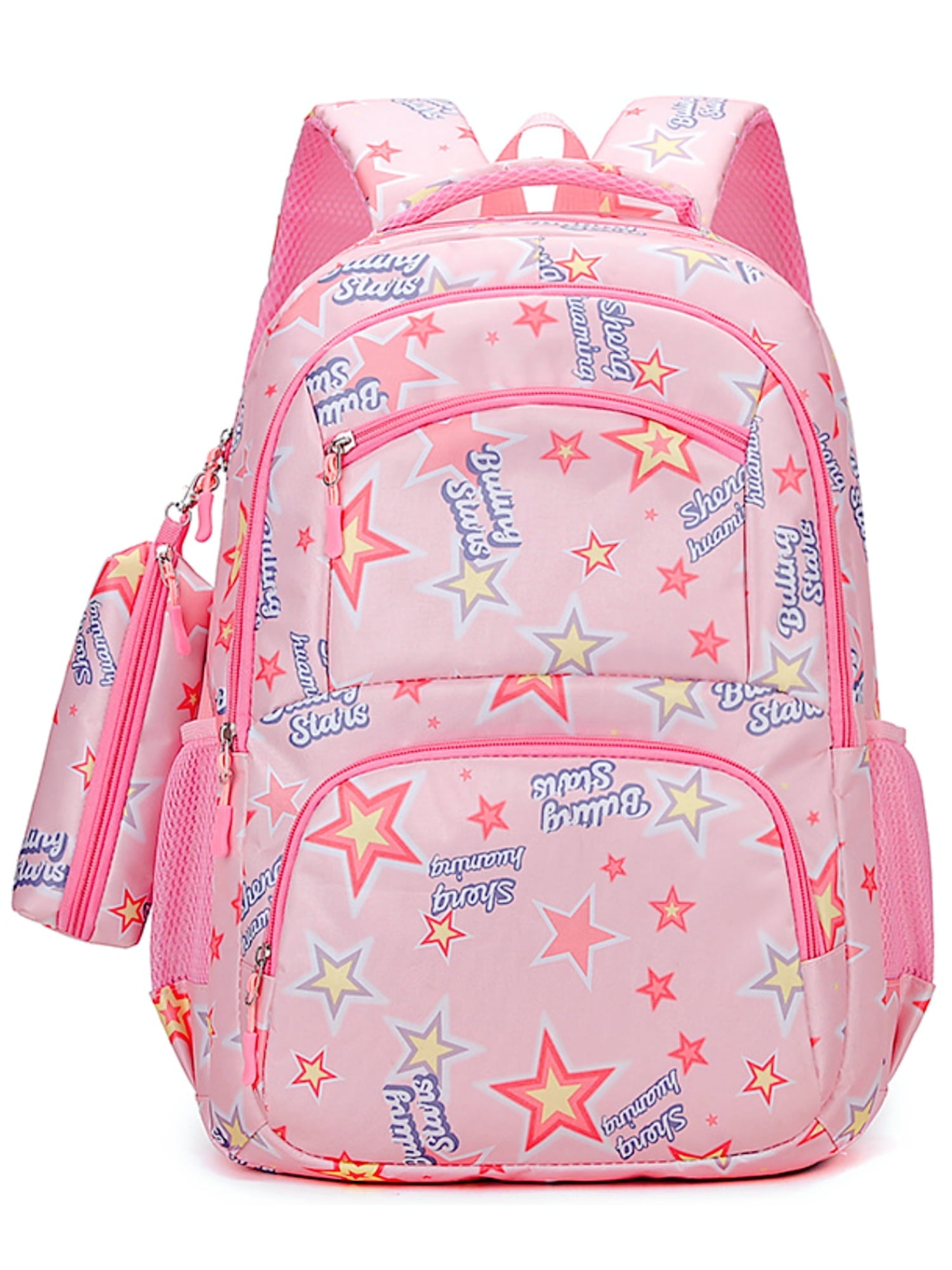 Baprem Kids School Backpack Cute School Bags for Girls with Pencil Case, Trendy Bookbag for Back to School Gifts, Pink