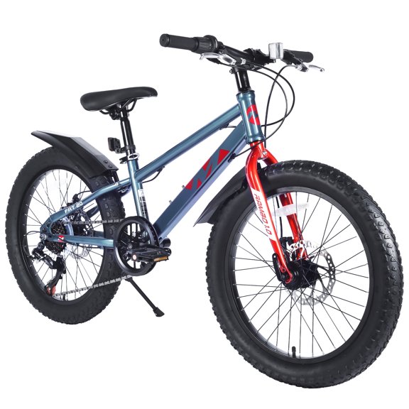 Baprem 20" Fat Tire Adult Mountain Bike for Men Women Age 13+, 7 Speed Disc Brake Urban Commuter Bike Bicycle, Gray