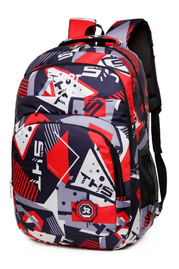 Kids Backpack Camo Bookbag Multi Pocket School Backpack School Bags for Girls Boys, Red