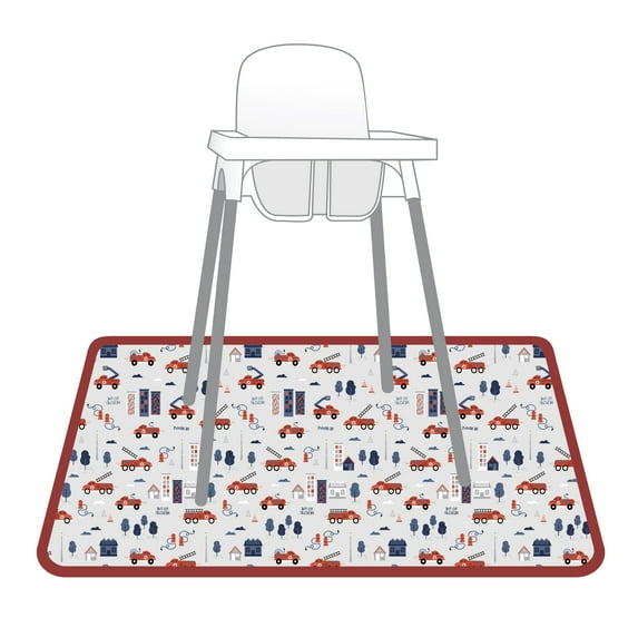 BapronBaby Be Brave Firefighter Splash Mat - Waterproof Catch-All for Floor, Table, or High Chairs - Machine Washable - 45" x 45