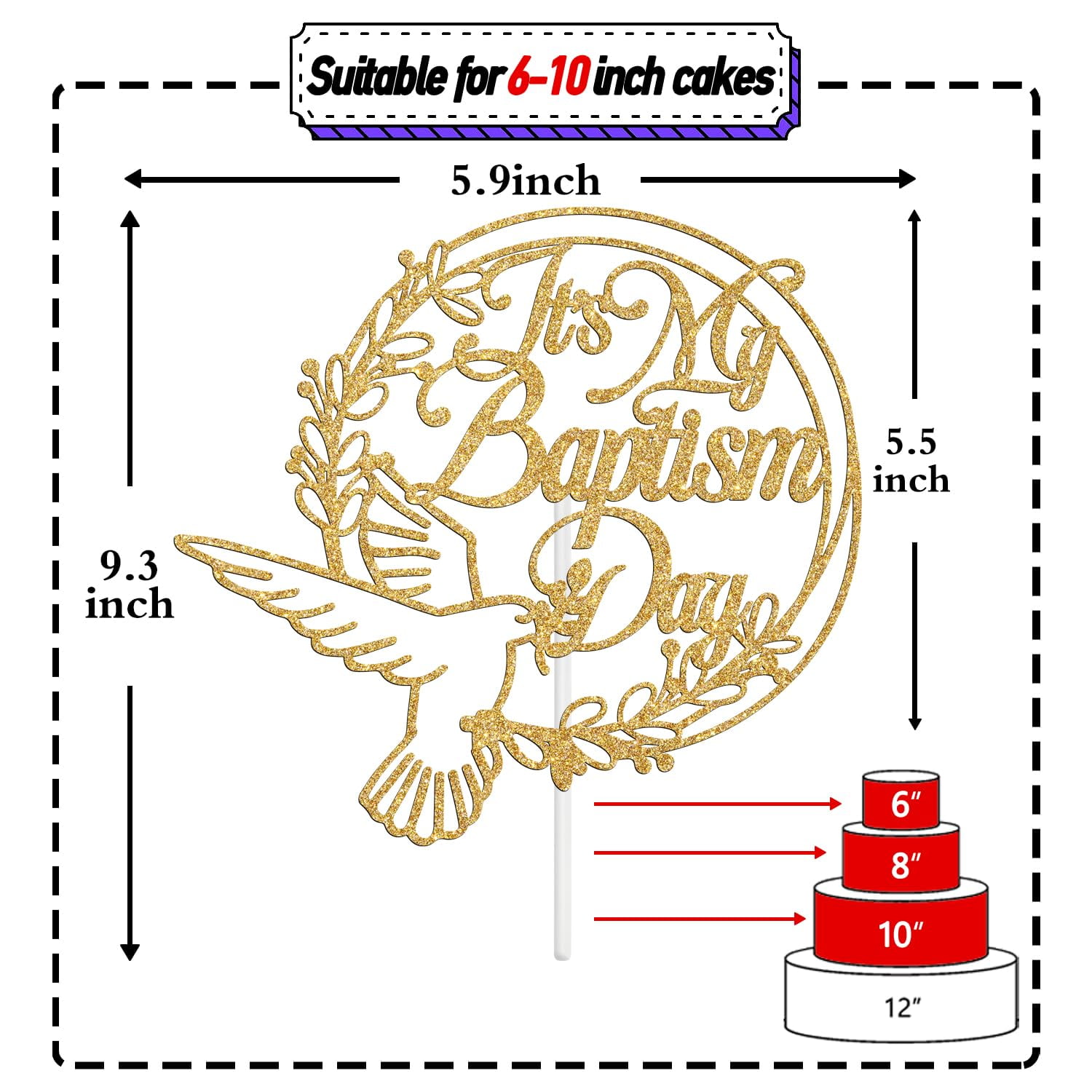 Cake Topper Confirmation Engraved Cross And Dove Cake Topper Baptism First Communion Party Decorations Christian Themed Personalized Cake Decor Cross For Cake - Foto 5