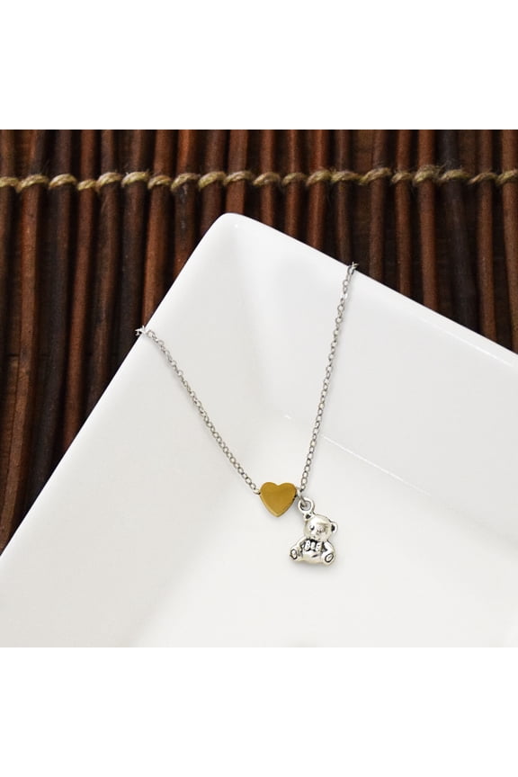 Baptism Bear Silver Charm Necklace by Ringmasters