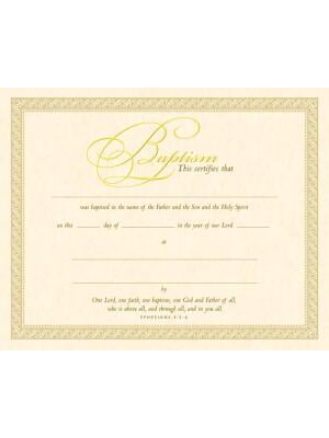 Baptism Certificate (Pk of 6) - Parchment, Gold Foil Embossed