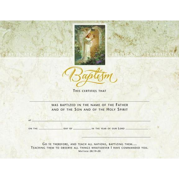 Baptism Certificate - Premium Stock, Foil Embossed (Pk of 6)