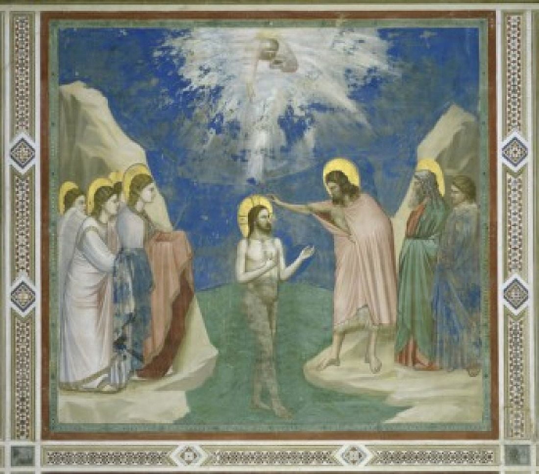 Baptism of Christ Giotto di Bondone c (1266-1337 Florentine) Fresco Arena Chapel Cappella degli Scrovegni Padua Canvas Art - Giotto di Bondone (18 x 24)