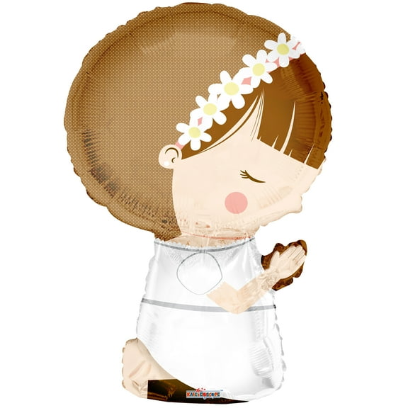 Baptism Communion Praying Girl Foil Balloon 28"