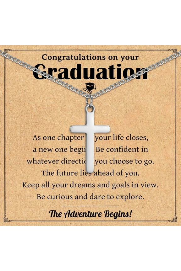 Baptism Confirmation First Holy Communion Christening Gifts, Stainless Steel Cross Necklace Gifts for Son Grandson Nephew Godson