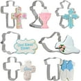 thumbnail image 1 of Baptism Cookie Cutter Set - 7pcs Cross Dove Pigeon Cutters First Communion Religious Baptism Holy Cross Stainless Steel Metal Biscuit Mold, 1 of 7