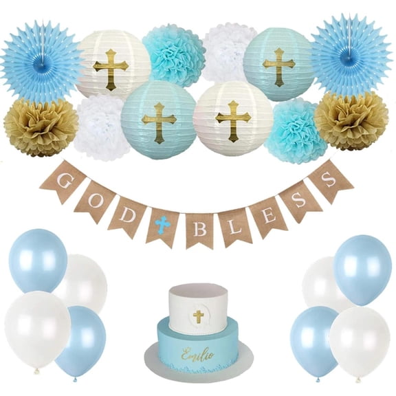 Baptism Decorations for Boys, First Communion Confirmation Decorations, God Bles