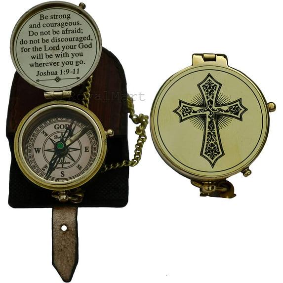 Baptism Gift Personalized Keepsake Compass Engraved Cross and Be Strong and Courageous, Confirmation Gift Ideas, | Heavenly Gift of Faith. Missionary, Birthday