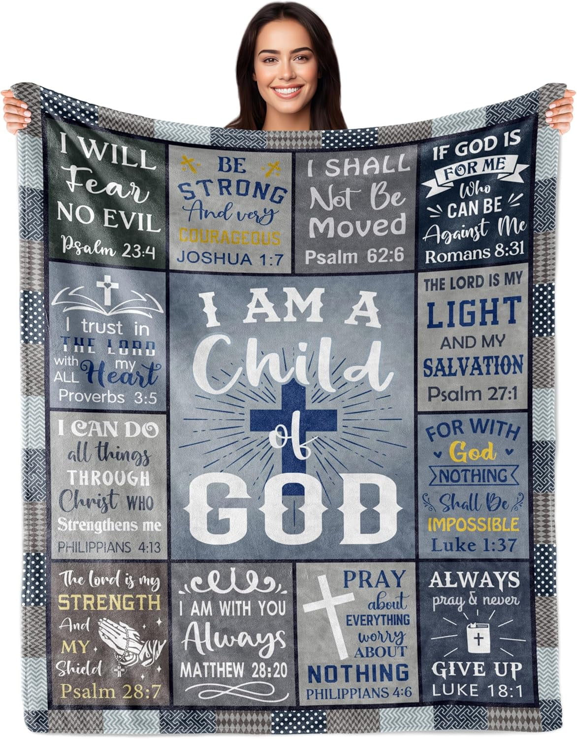 Baptism Gifts for Boys, Easter Gifts for Kids, Religious Gift for Men, Catholic Gift for Priest, Faith Based Presents for Christian, Baptismal Presents, Bible Verse 60"X50" Blanket