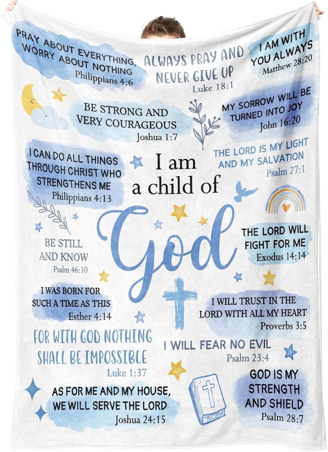 Baptism Gifts for Boys, I Am a Child of God Blanket, Christian Gifts for Boys Birthday, Christmas Inspirational Catholic Christening Gift for Men, Brother, Grandson, Teen Boys
