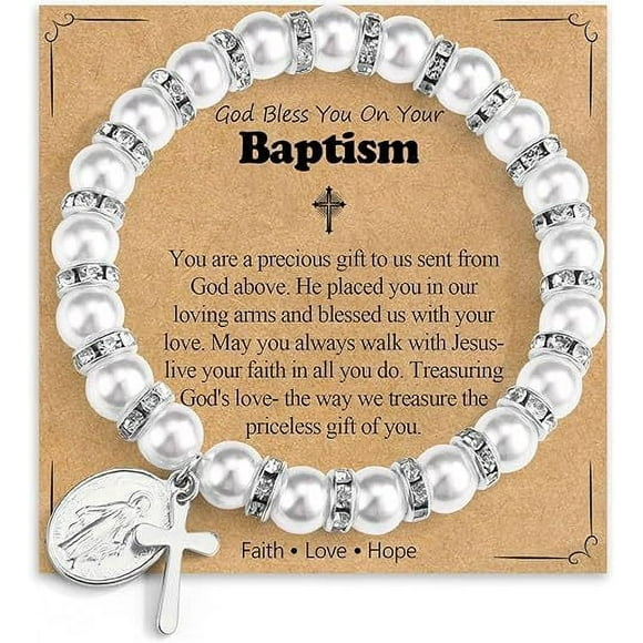 Baptism Gifts,First Communion Gifts, Baptism, Easter Gifts for Teen Girls, Faith Christian Religious Bracelet for Girls