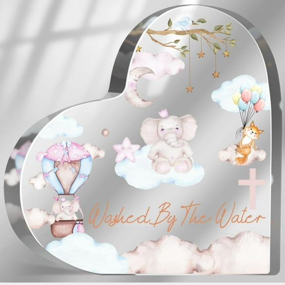Baptism Gifts for Girl Boy - First Communion Gift for Goddaughter Godson, Adults Baptism Gifts, Catholic Christian Acrylic Sign for Women, Washed by the Water Decorations