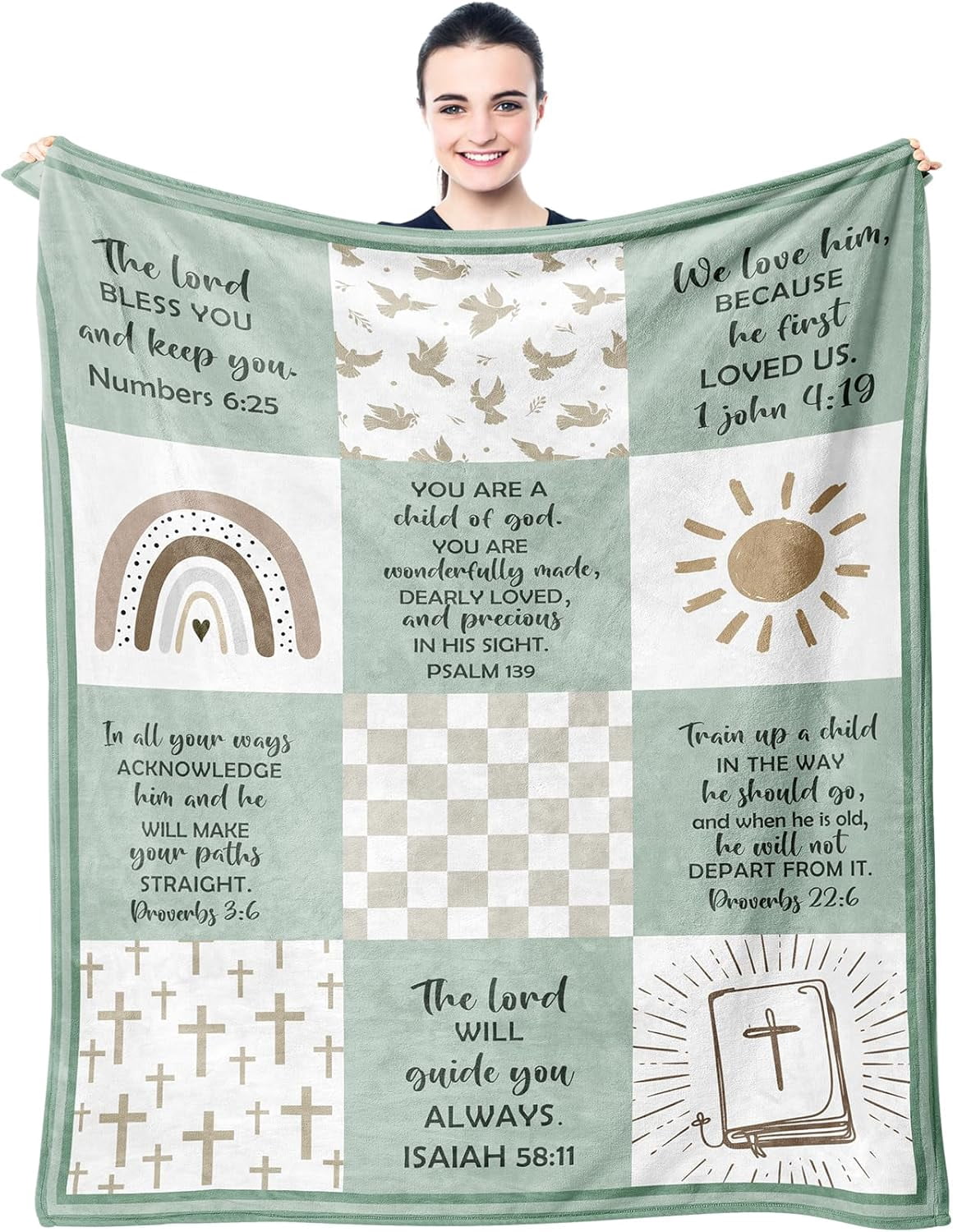 Baptism Gifts for Girl Boys, Baptismal Gift Blanket 40"x50", Christian Present, Baptism Favors Christening Gift, Religious Bible Catholic Gift Ideas Throw Blankets