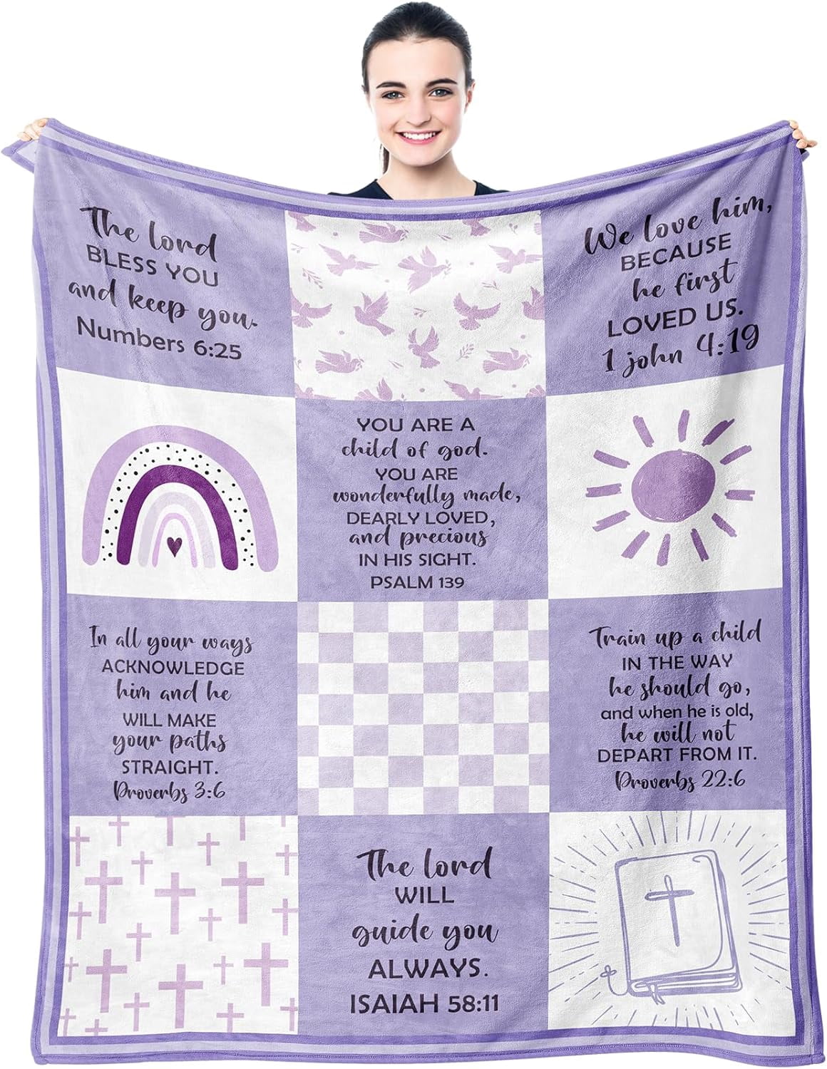Baptism Gifts for Girl Boys, Baptismal Gift Blanket 40"x50", Christian Present, Baptism Favors Christening Gift, Religious Bible Catholic Gift Ideas Throw Blankets