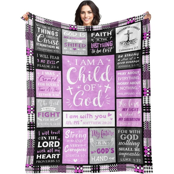 Baptism Gifts for Girl Christian Gifts for Women Child of God Throw Blanket Inspirational Birthday & Christening Religious Catholic Communion Gift for Girls Daughter Granddaughter Goddaughter