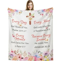 Baptism Gifts for Girls Christian Throw Blanket 50x60, Christian Blanket Pink Gifts for Women Wife Mom Sister Girlfriend Daughter, Confirmation Gifts for Teen Girls First Communion Gifts for Girls