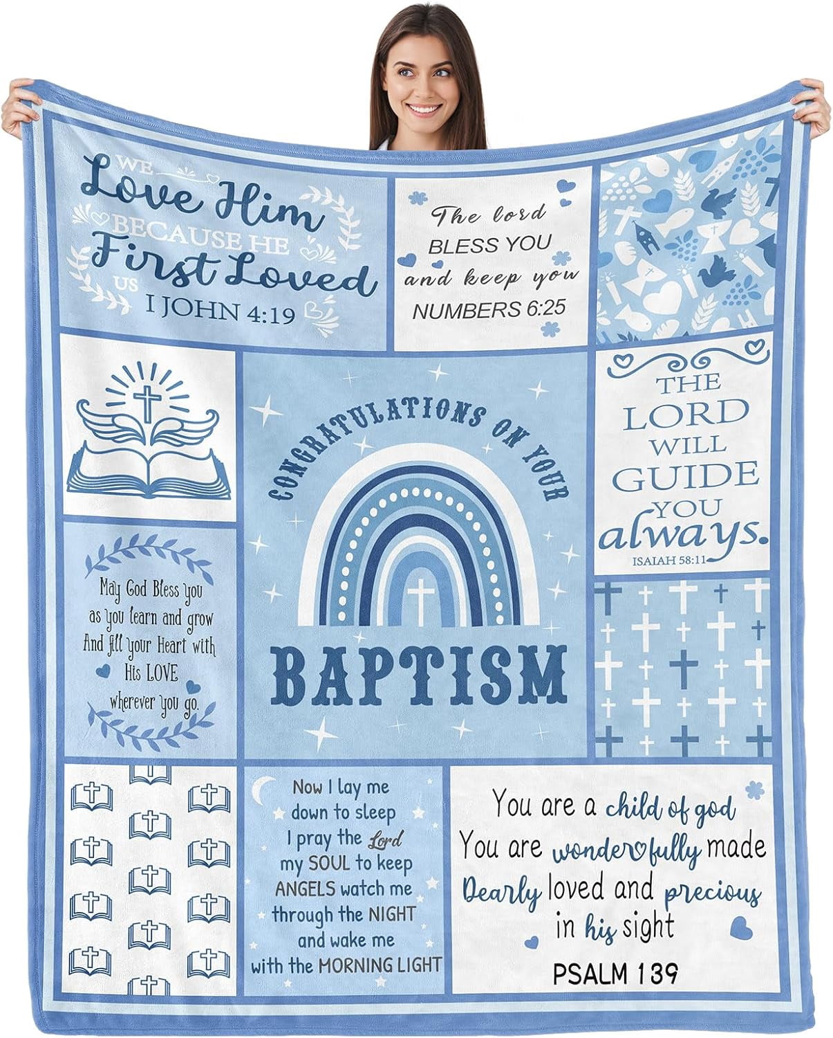 Baptism Gifts for Boys, Baptismal Blanket 40"x50", Christening Gifts for Boy, Unique Baptism Favors