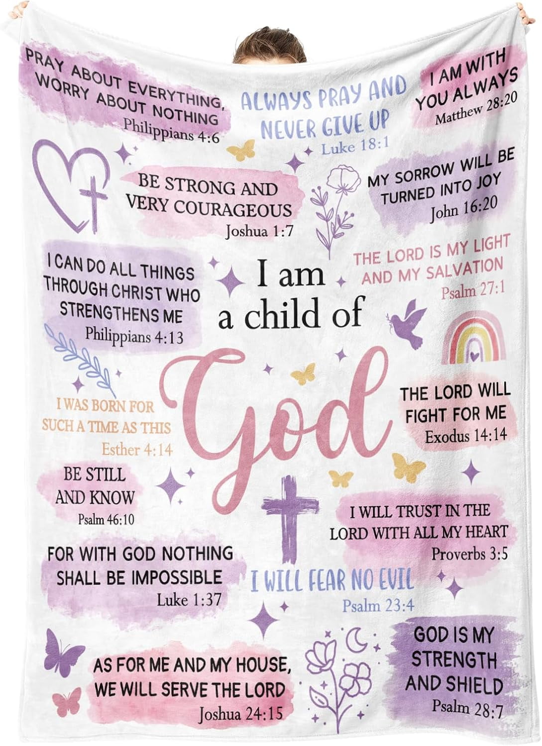 Baptism Gifts for Girl Women, I am A Child of God Blankets, Christian Religious Inspirational Birthday First Communion Gifts for Sister, Friend