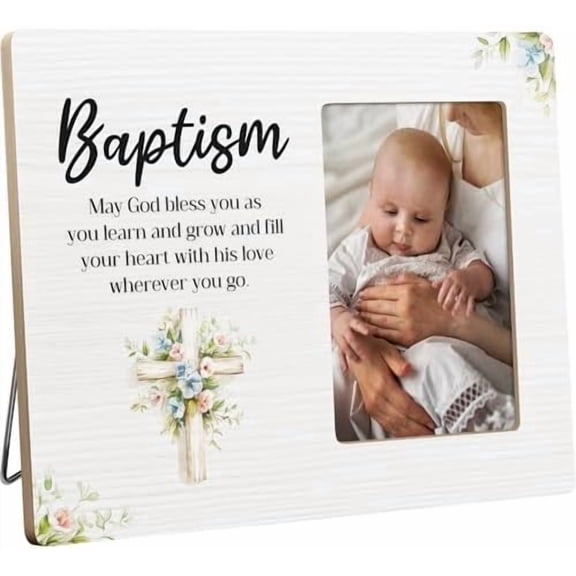 Baptism Gifts for Godchild, Baby Christening Picture Frame, 4x6 Inch Photo