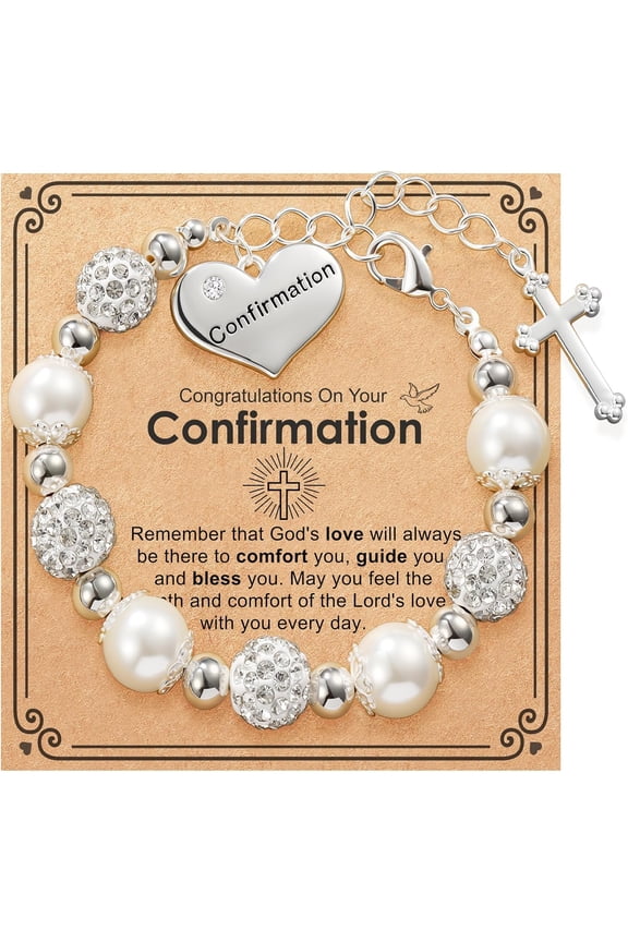Baptism Girl's Cross Bracelet, Catholic Jewelry Gift for Kids Daughter Goddaughter Granddaughter 6+2 Inches