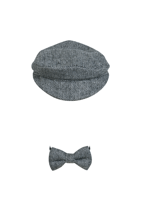 Baptism Hat for Baby Boy Flat Newsboy Driver Cap and Bow tie Set Gatsby Cap Pageboy Golf hat 0-1 Years