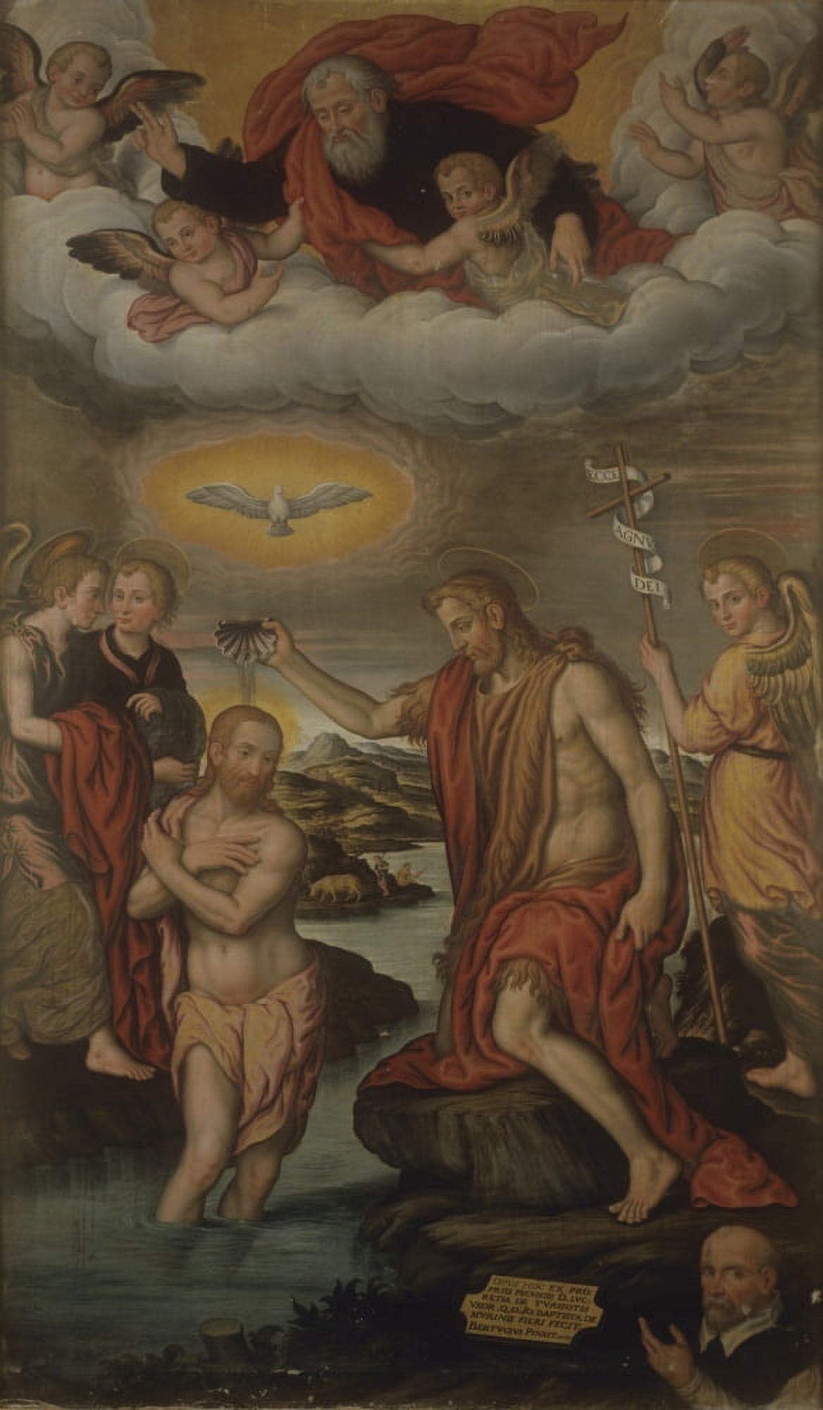 Baptism Of Christ With Donor Canvas Art - (18 x 24)