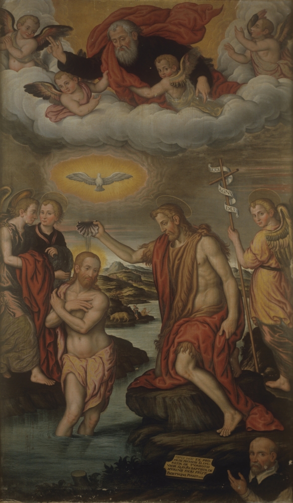 Baptism Of Christ With Donor Canvas Art - (24 x 36)