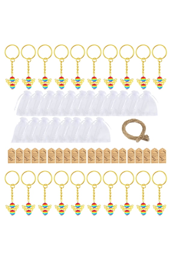 Baptism Party Favors 20Pcs Angelic Keychains Thank You Charm Organza Bags
