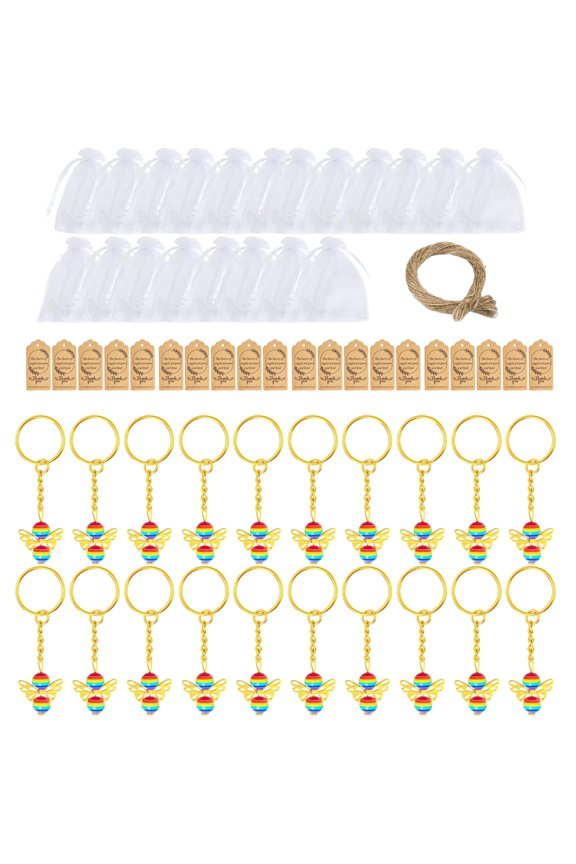 Baptism Party Favors 20Pcs Angelic Keychains Thank You Charm Organza Bags