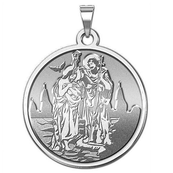 Baptism Religious Medal - 3/4 Inch Size of a Nickel in Sterling Silver