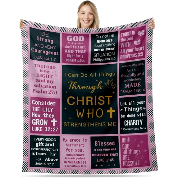 Baptism Throw Blankets for Boys Catholic Girls Confirmation Gifts for Teenage Girls Baptism Decorations Religious Blankets for Women Men Bible Verse Blanket First Communion Christmas Easter 30x40"