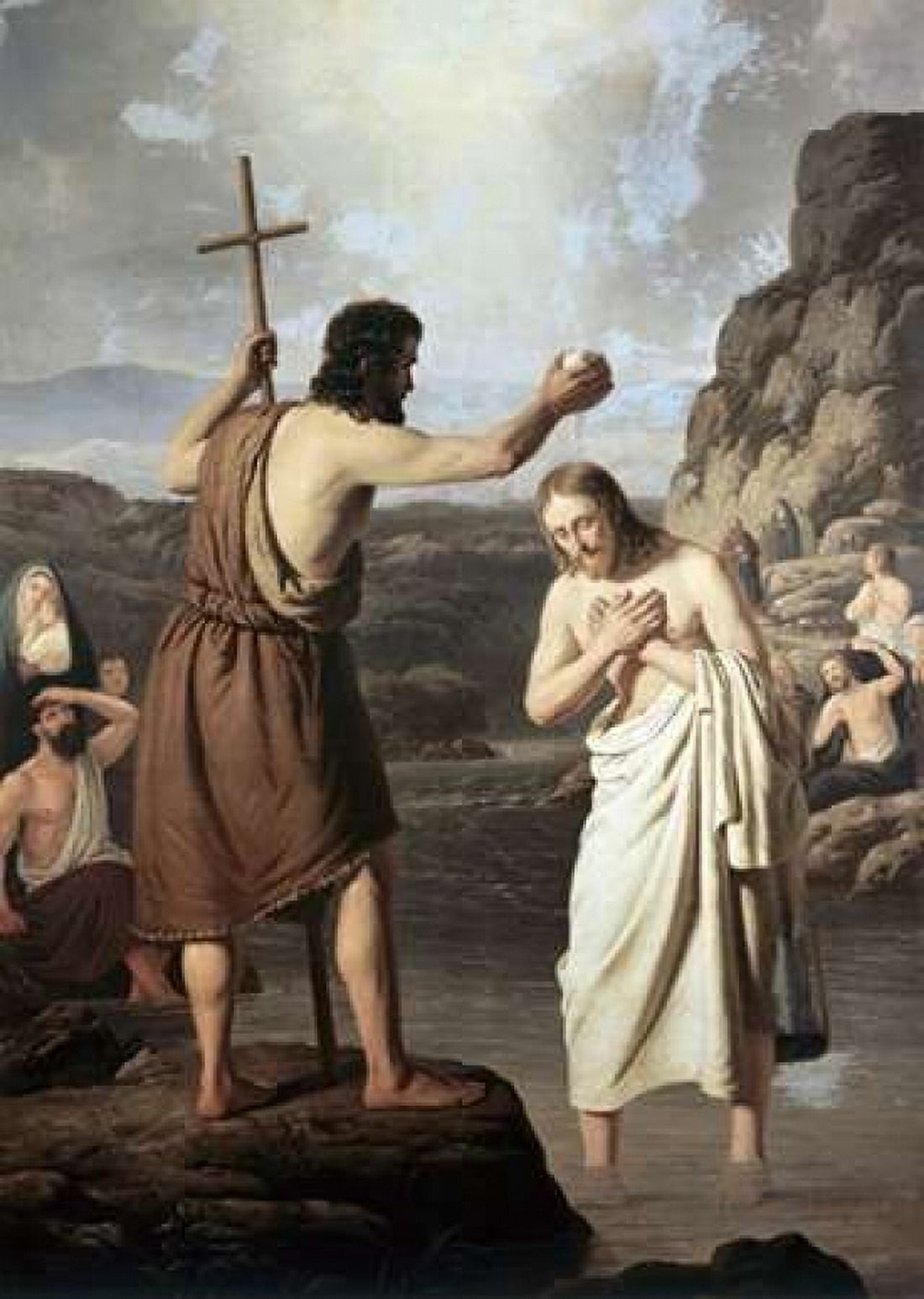 Baptism of Jesus Canvas Art - Johan Peter Raadsig (20 x 28)