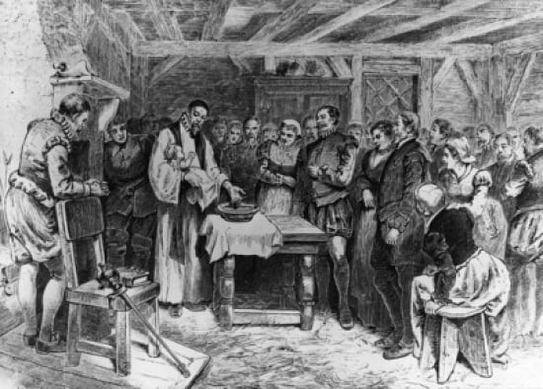 Baptism of Virginia Dare The First White Child of English Parents to be Born in America 1587 American History Canvas Art - (18 x 24)