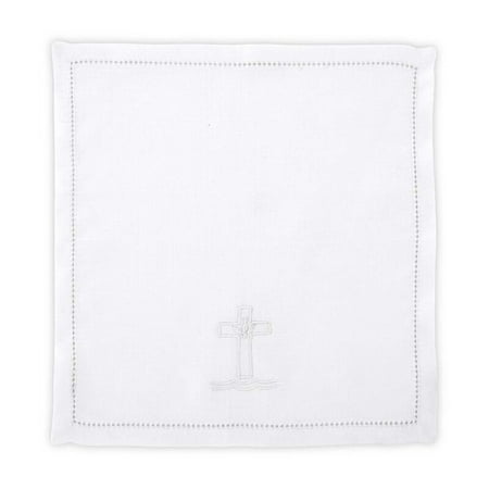 Baptismal Napkin-Embroidered Cross & Dove (Pack Of 4)