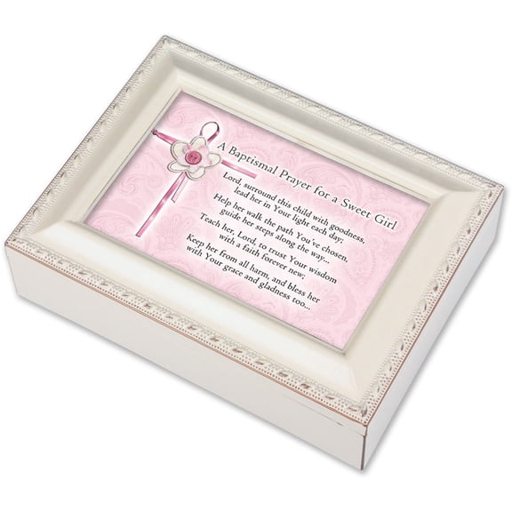 Cottage Garden - Baptized In The Name Ivory Music Box/Jewelry Box Plays Jesus Loves Me