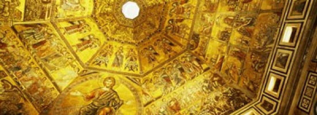 Baptistery mosaic ceiling Battistero Di San Giovanni Florence Tuscany Italy Canvas Art - Panoramic Images (36 x 13)