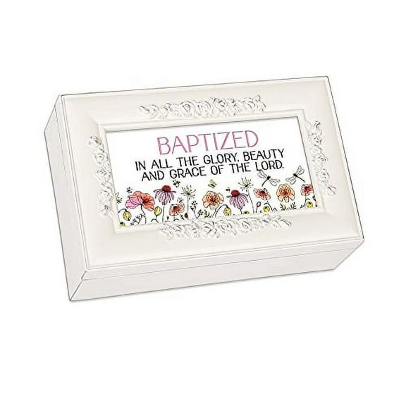 Baptized Lord Ivory Rosette Jewelry Music Box Plays Jesus Loves Me